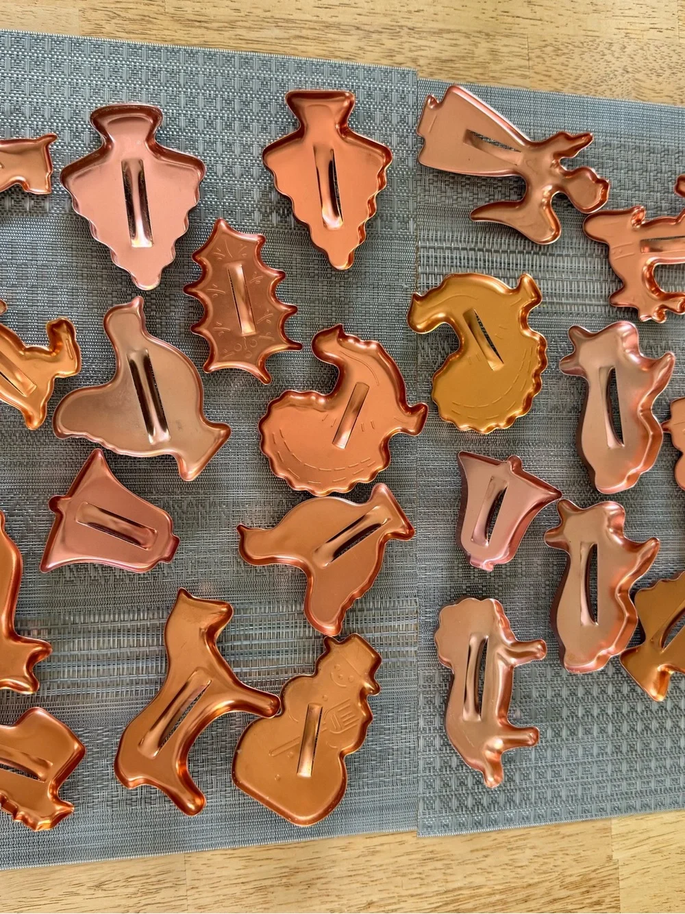 Vintage Copper Cookie Cutters Lot - Christmas, Thanksgiving & Animals